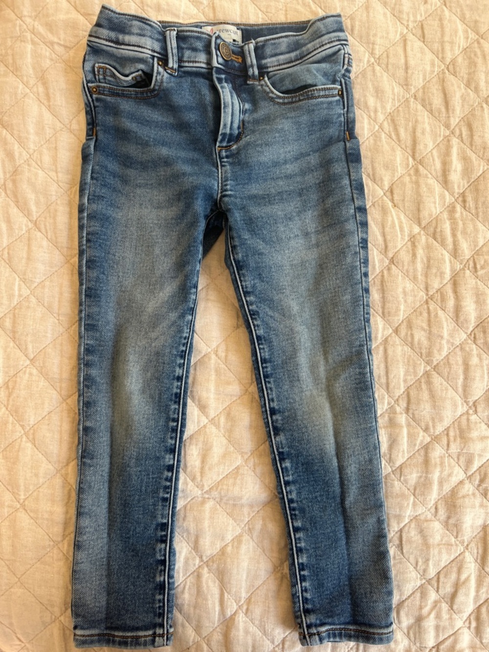 Crewcuts Girls Slim Straight Jeans in Light Blue Wash